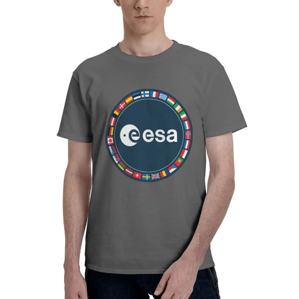 Camiseta oficial ESA – Estilo hipster oversize, cuello redondo y manga corta