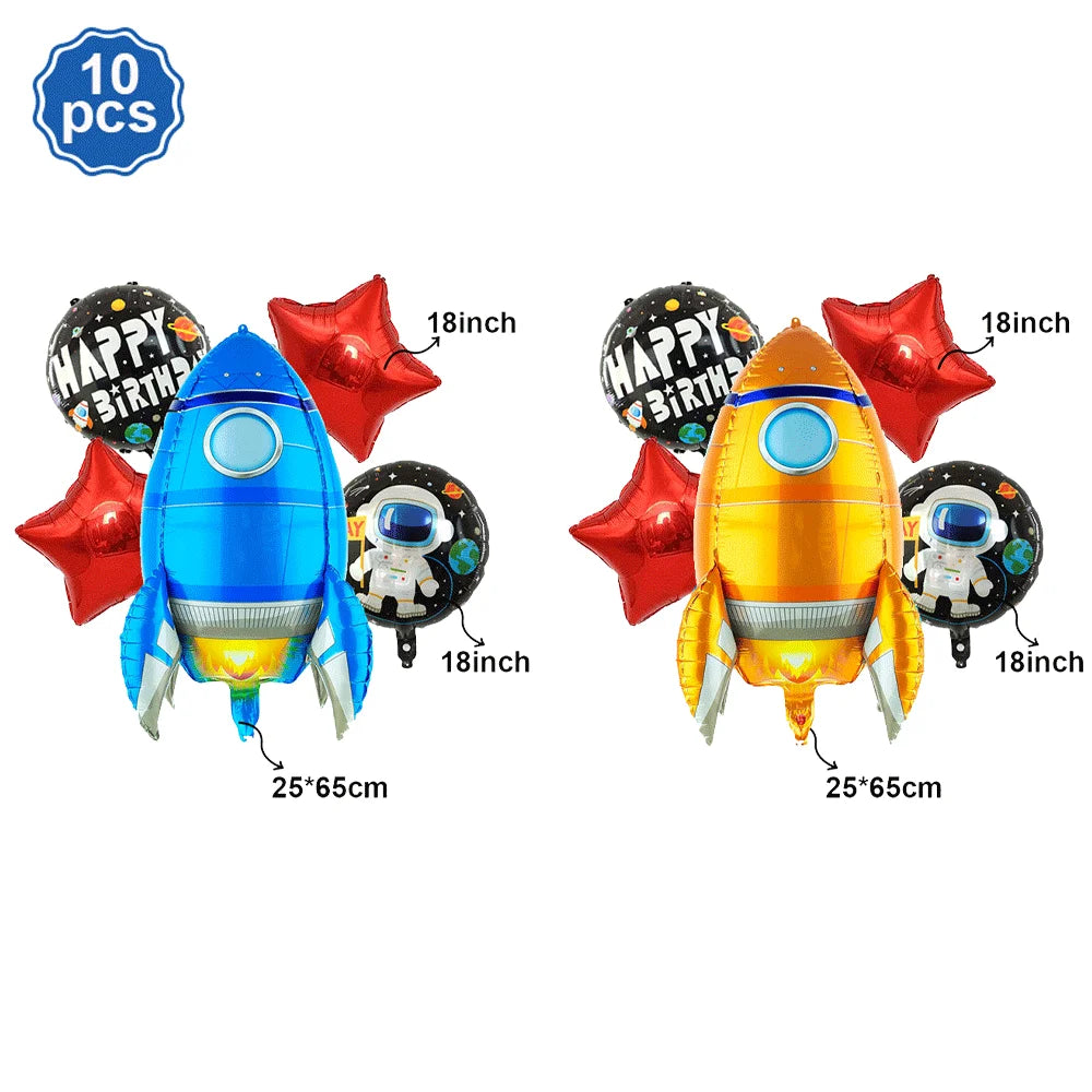 Outer Space Birthday Decoration Rocket Astronaut Theme Balloon Galaxy Solar System Spiral Planet Hanging NASA Party Supplies set