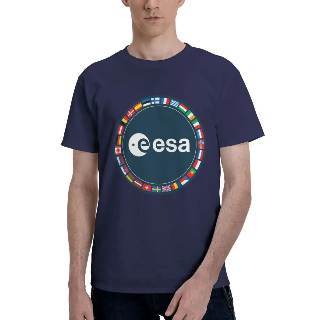 Camiseta oficial ESA – Estilo hipster oversize, cuello redondo y manga corta