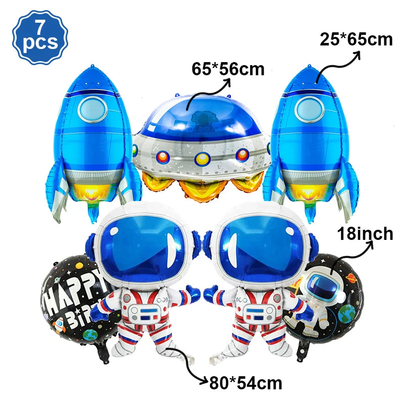 Outer Space Birthday Decoration Rocket Astronaut Theme Balloon Galaxy Solar System Spiral Planet Hanging NASA Party Supplies set
