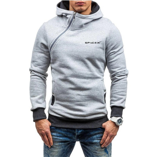 Sudadera SpaceX 2025 para Hombre – Diseño Con Cremallera Diagonal