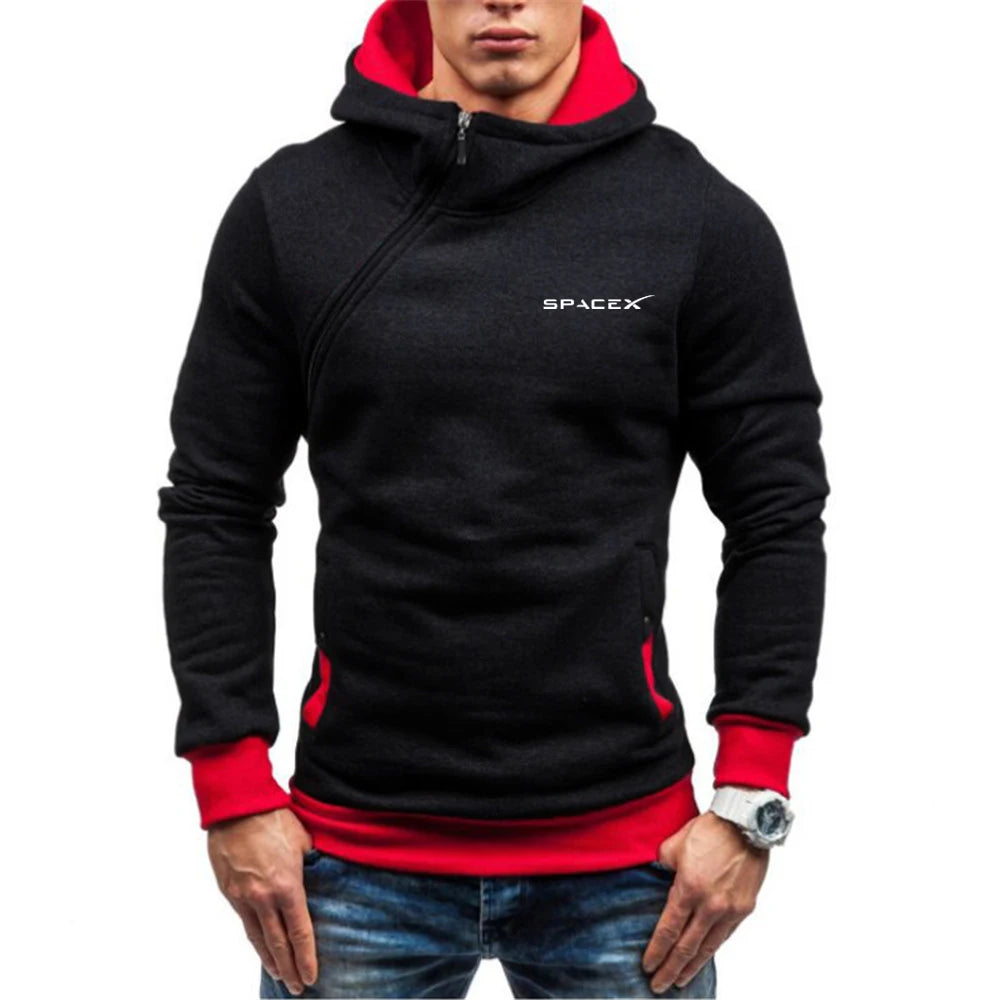 SpaceX 2025 Herren-Sweatshirt – Diagonales Reißverschlussdesign