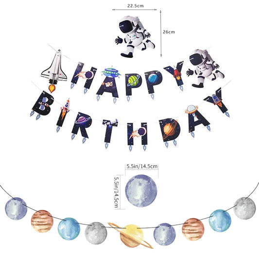Outer Space Birthday Decoration Rocket Astronaut Theme Balloon Galaxy Solar System Spiral Planet Hanging NASA Party Supplies set