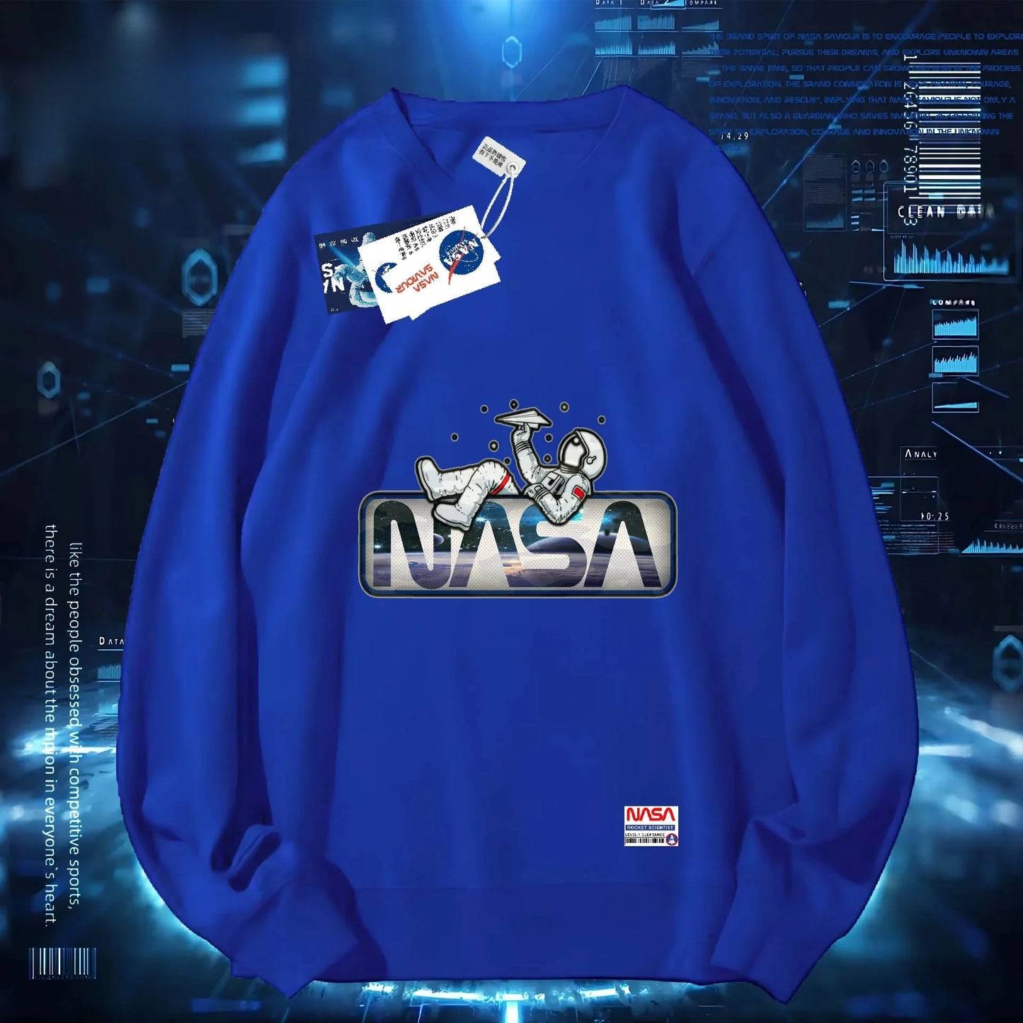 Sudadera NASA Mujer – Primavera/Otoño, Cuello Redondo y Corte Holgado