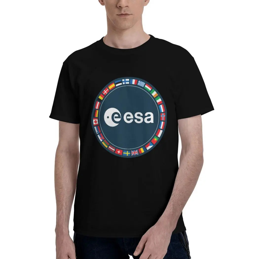 Camiseta oficial ESA – Estilo hipster oversize, cuello redondo y manga corta