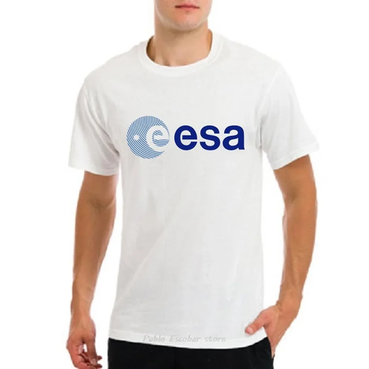 Camiseta Blanca Hombre – ESA | Agencia Espacial Europea – Estilo Geek y Minimalista