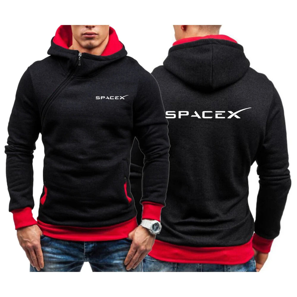 SpaceX 2025 Herren-Sweatshirt – Diagonales Reißverschlussdesign
