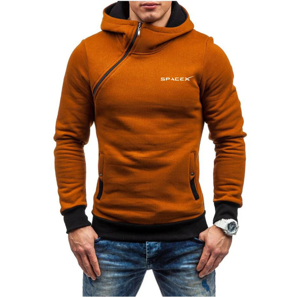 SpaceX 2025 Herren-Sweatshirt – Diagonales Reißverschlussdesign