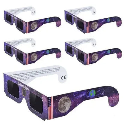 Pack 5 gafas solares para eclipses ,certificación CE e ISO,
