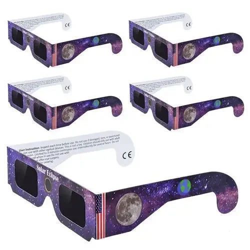 Pack 5 gafas solares para eclipses ,certificación CE e ISO,