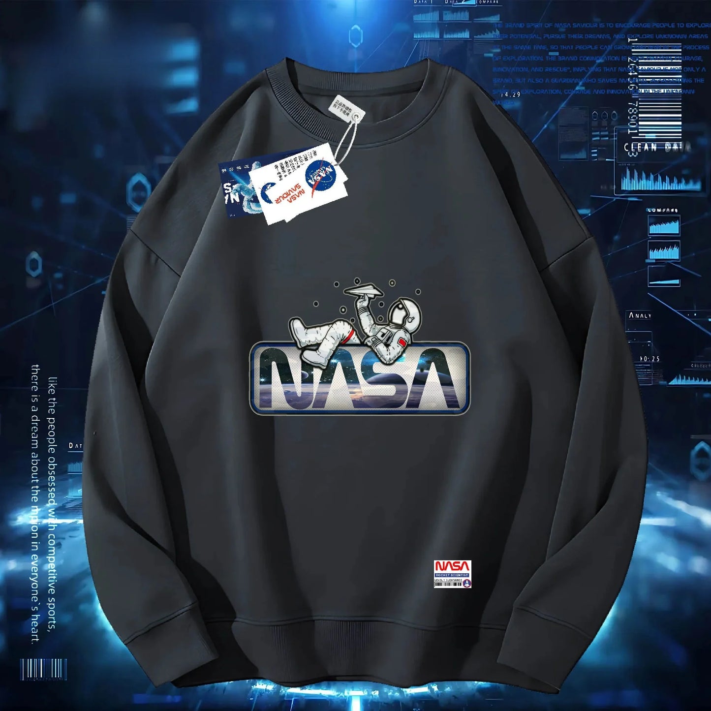 Sudadera NASA Mujer – Primavera/Otoño, Cuello Redondo y Corte Holgado