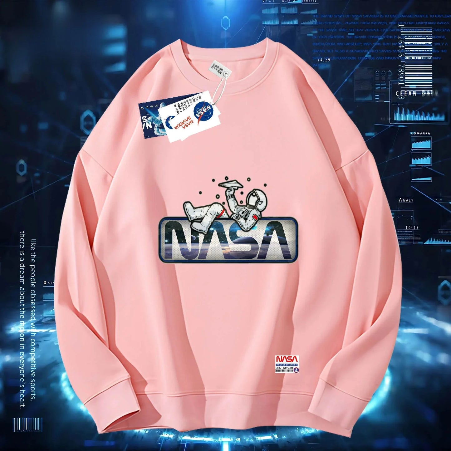 Sudadera NASA Mujer – Primavera/Otoño, Cuello Redondo y Corte Holgado