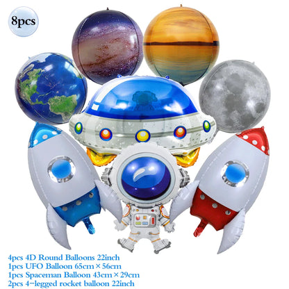 Outer Space Birthday Decoration Rocket Astronaut Theme Balloon Galaxy Solar System Spiral Planet Hanging NASA Party Supplies set