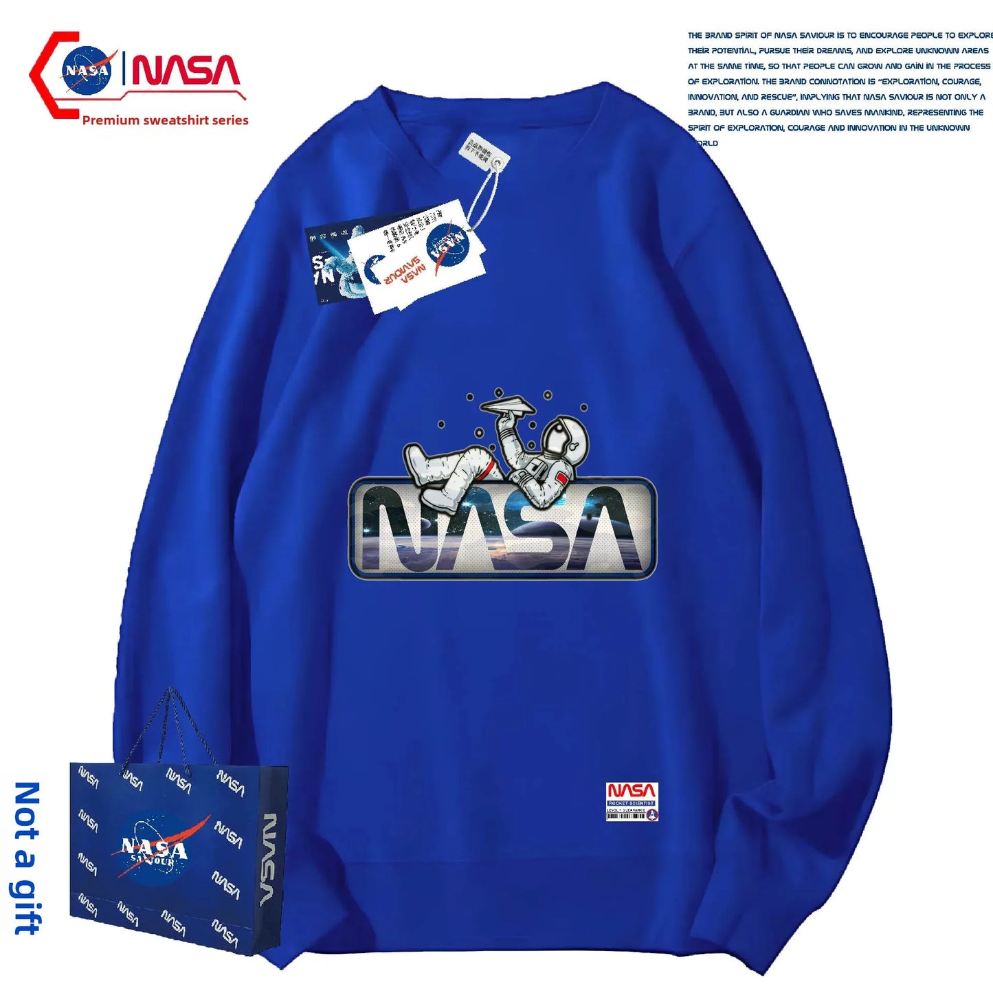 Sudadera NASA Mujer – Primavera/Otoño, Cuello Redondo y Corte Holgado