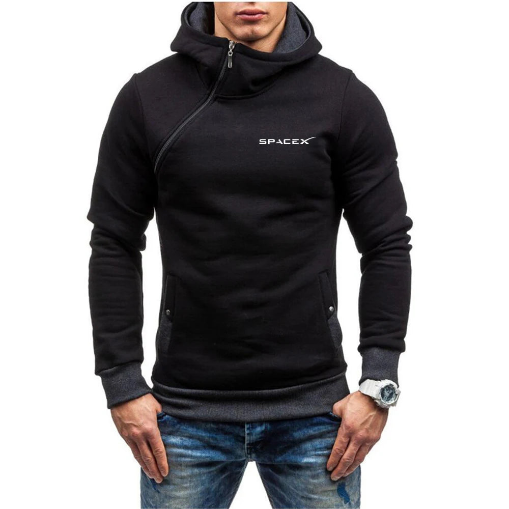 SpaceX 2025 Herren-Sweatshirt – Diagonales Reißverschlussdesign