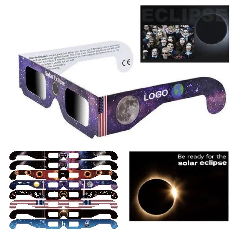 Pack 5 gafas solares para eclipses ,certificación CE e ISO,