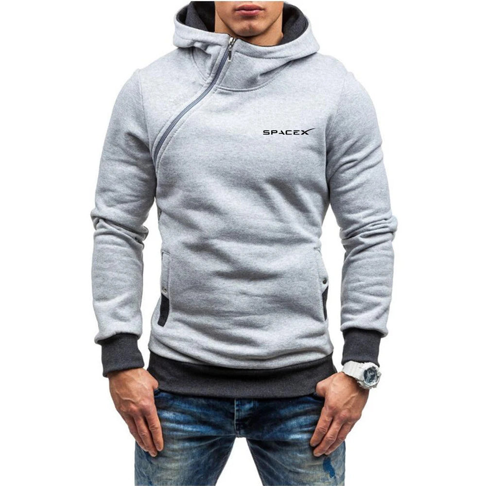 SpaceX 2025 Herren-Sweatshirt – Diagonales Reißverschlussdesign