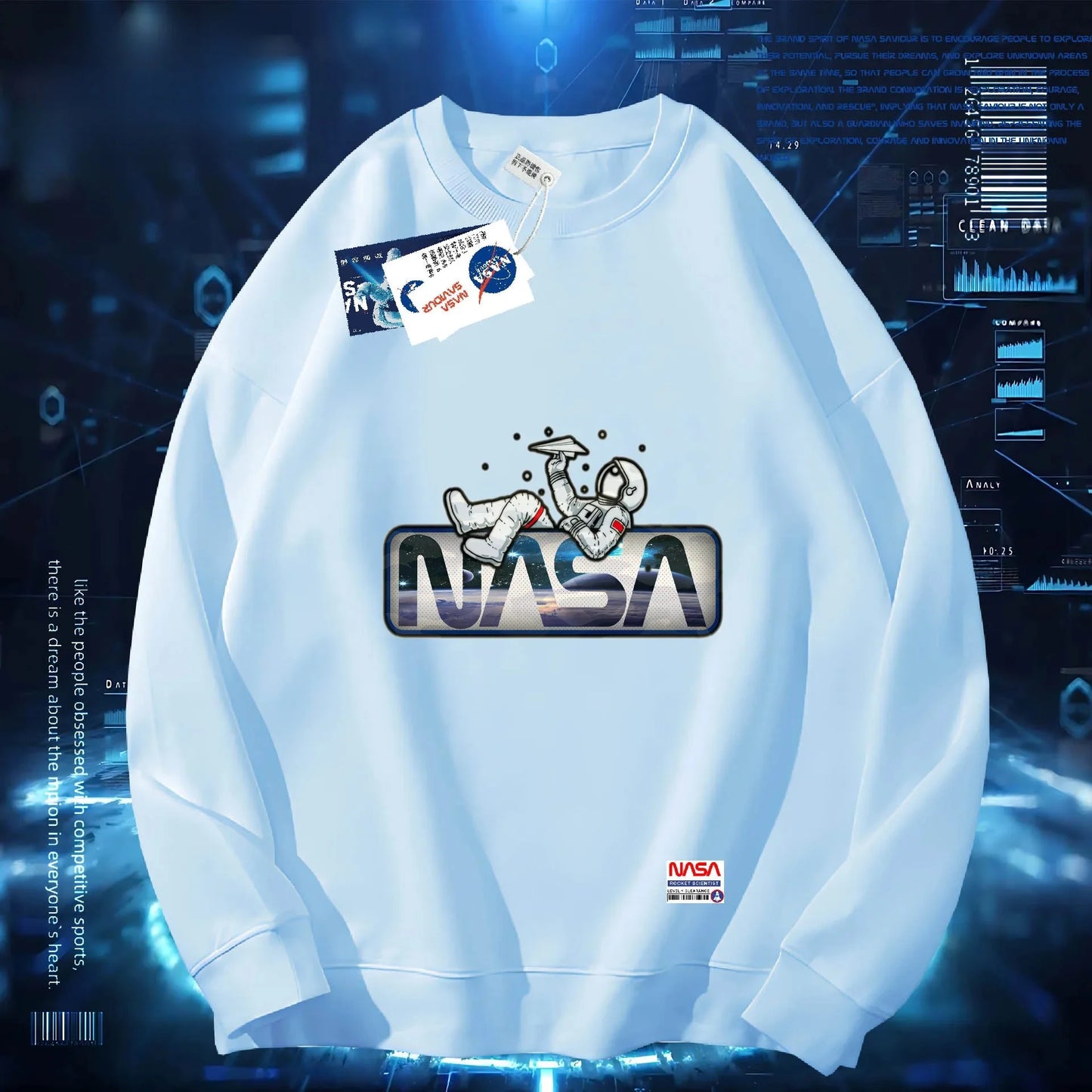Sudadera NASA Mujer – Primavera/Otoño, Cuello Redondo y Corte Holgado