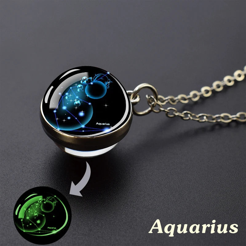 Collar Constelaciones 12 Signos – Colgante Luminiscente de Cielo Estrellado