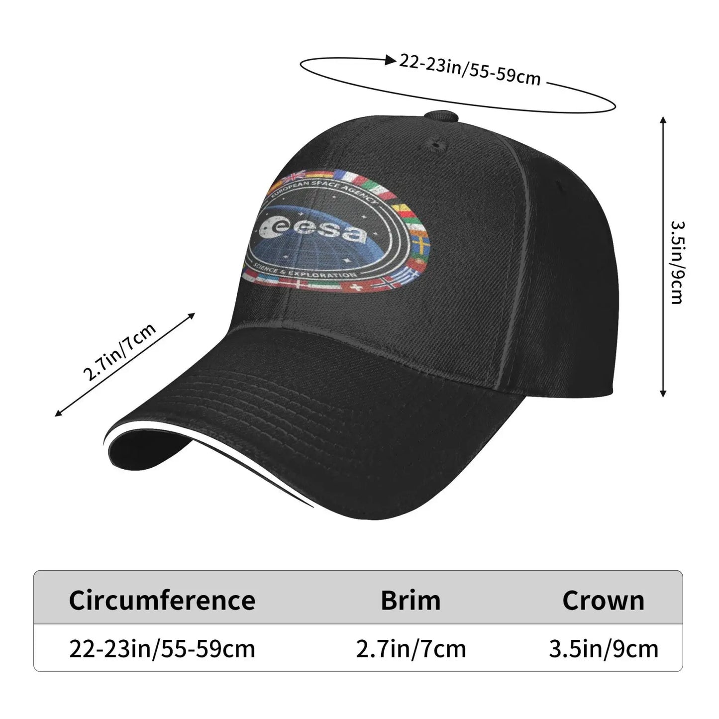 Gorra ESA – Diseño Cósmico Unisex con Visera Curva y Ajuste de Velcro