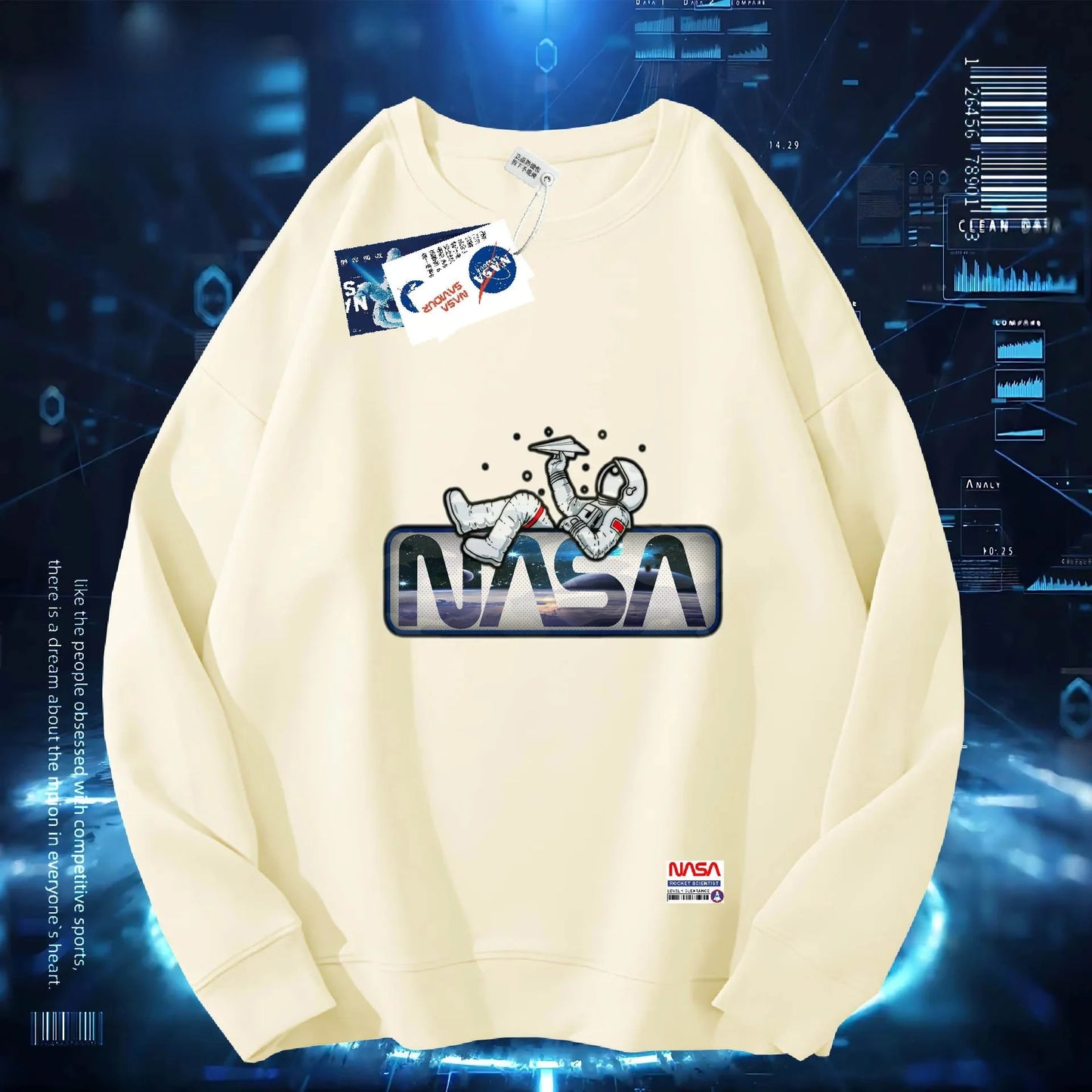 Sudadera NASA Mujer – Primavera/Otoño, Cuello Redondo y Corte Holgado