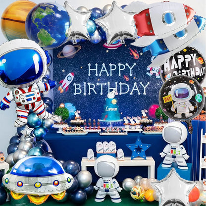 Outer Space Birthday Decoration Rocket Astronaut Theme Balloon Galaxy Solar System Spiral Planet Hanging NASA Party Supplies set