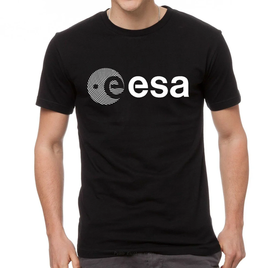 Camiseta Blanca Hombre – ESA | Agencia Espacial Europea – Estilo Geek y Minimalista