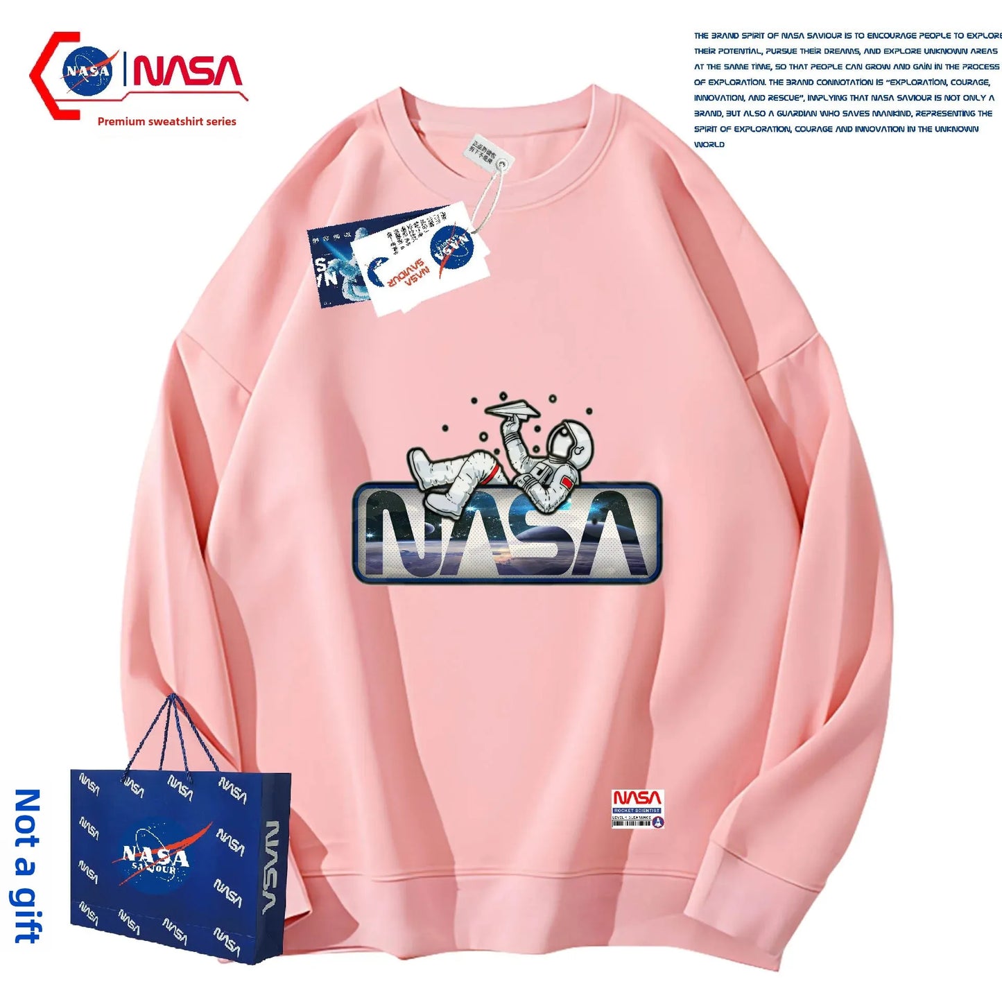 Sudadera NASA Mujer – Primavera/Otoño, Cuello Redondo y Corte Holgado