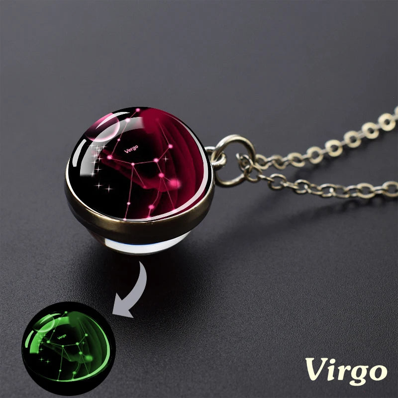 Collar Constelaciones 12 Signos – Colgante Luminiscente de Cielo Estrellado