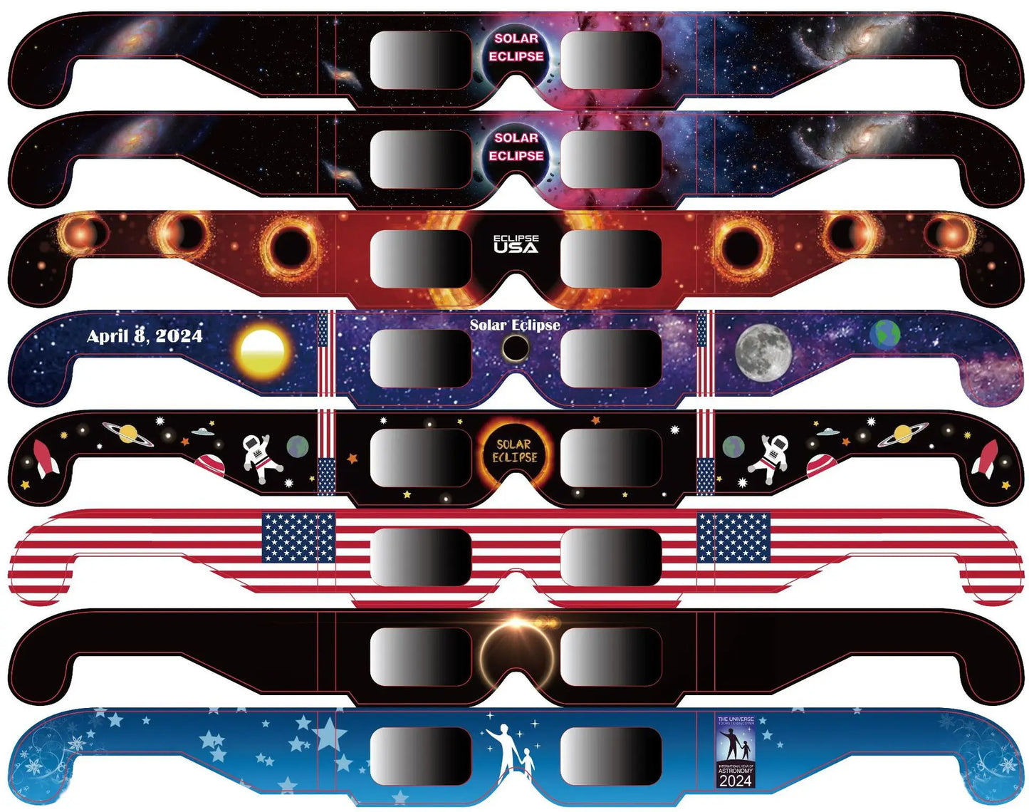Pack 5 gafas solares para eclipses ,certificación CE e ISO,