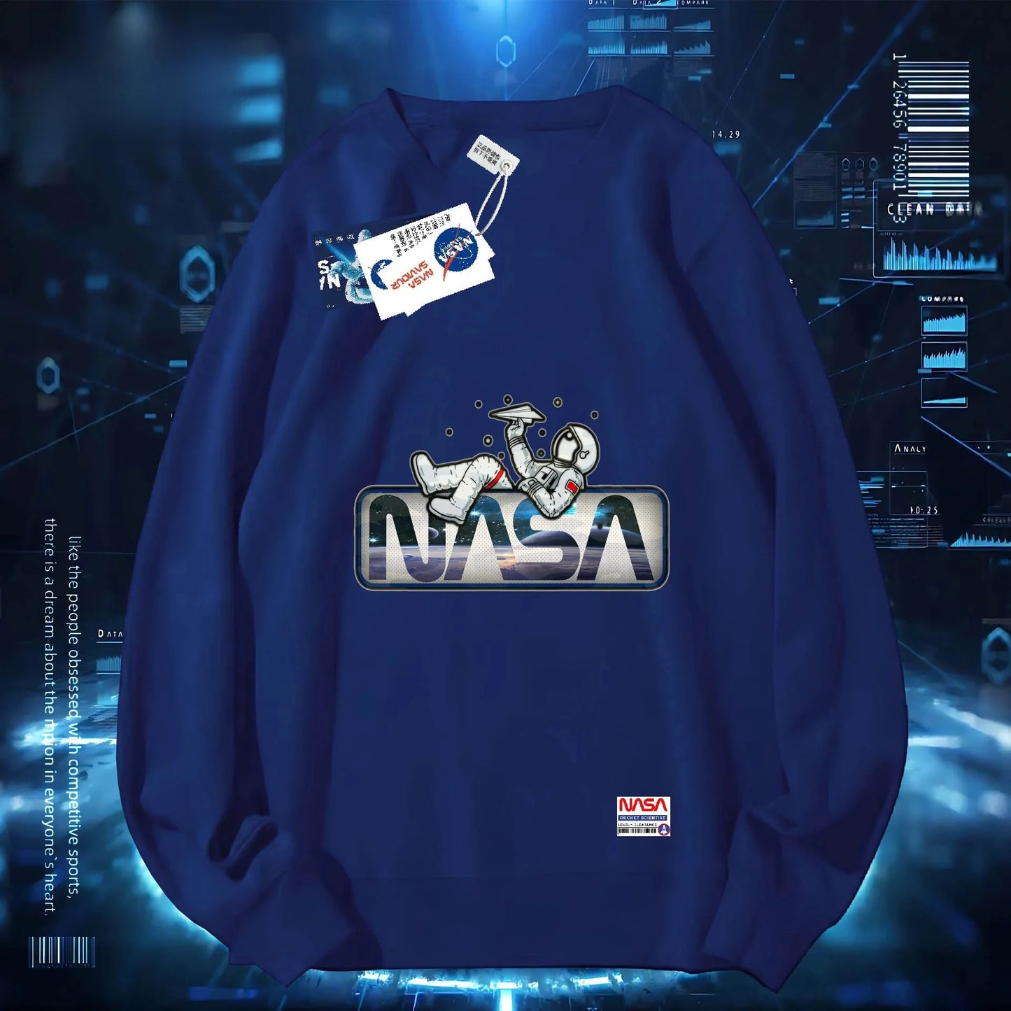 Sudadera NASA Mujer – Primavera/Otoño, Cuello Redondo y Corte Holgado