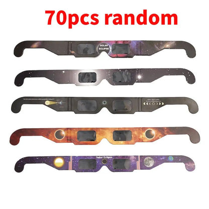 ¡Disfruta de este pack de (5-10-20-30-50-70-100) gafas solares para eclipse! Observa con seguridad y comodidad